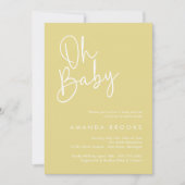 Modern Script Geel Oh Baby Eenvoudig Baby shower Kaart (Voorkant)