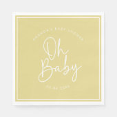 Modern Script Geel Oh Baby Eenvoudig Baby shower Servet (Voorkant)