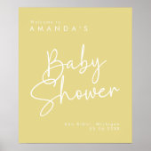 Modern Script Geel Oh Baby Eenvoudig Welkom Poster (Voorkant)