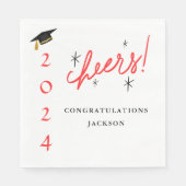 Modern Script Gefeliciteerd Afstudeerder Rood en Z Servet (Voorkant)