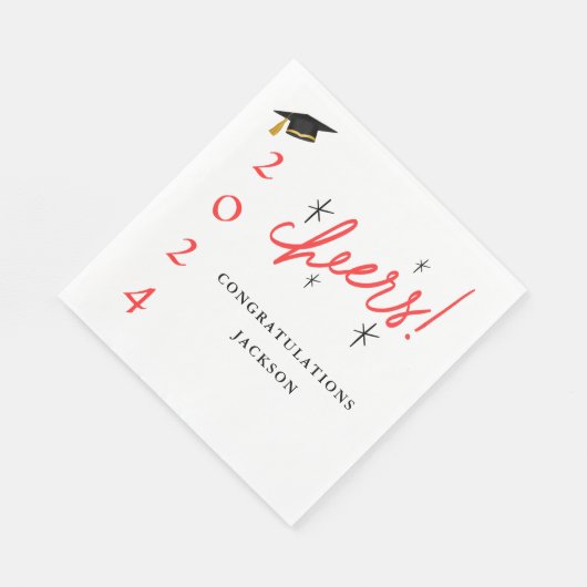 Modern Script Gefeliciteerd Afstudeerder Rood en Z Servet (Hoek)