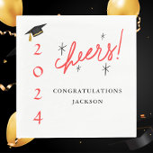 Modern Script Gefeliciteerd Afstudeerder Rood en Z Servet