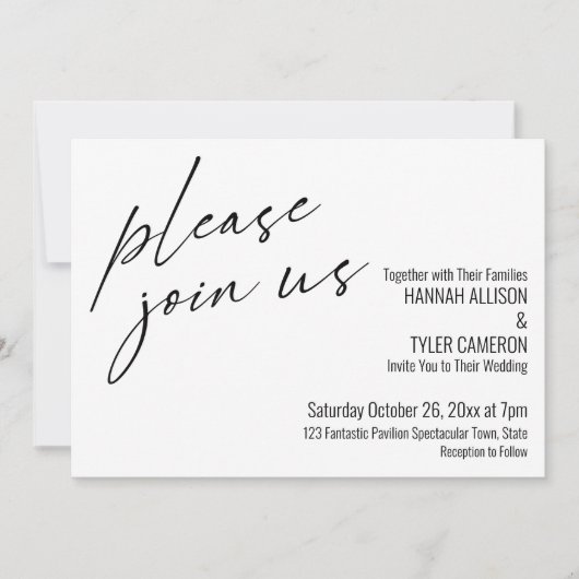 Modern script gelieve zich aan te sluiten bij ons kaart (Voorkant)