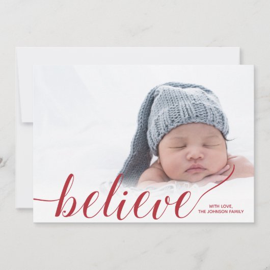 Modern Script Geloof Foto Feestdagenkaart (Voorkant)