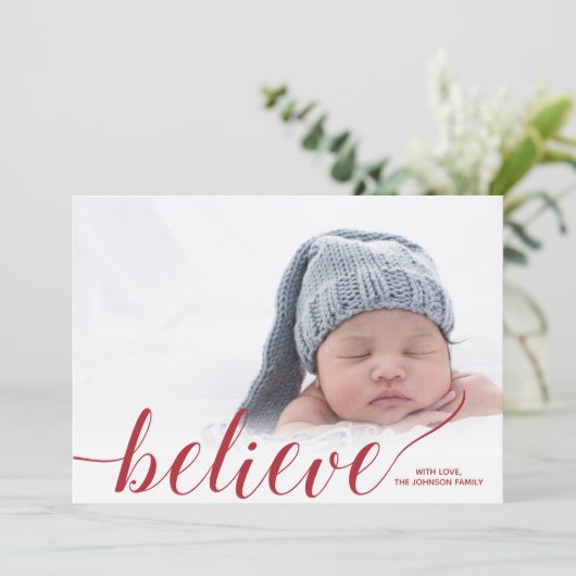 Modern Script Geloof Foto Feestdagenkaart (Staand voorkant)