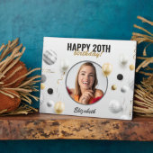 Modern Script Gelukkige Verjaardag Custom Photo Gi Fotoplaat (Zijkant)