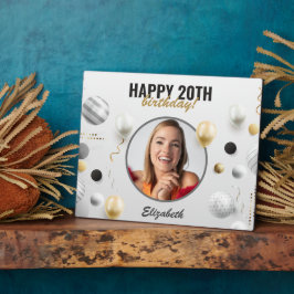 Modern Script Gelukkige Verjaardag Custom Photo Gi Fotoplaat