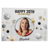 Modern Script Gelukkige Verjaardag Custom Photo Gi Groot Cadeauzakje (Achterkant)