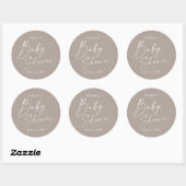 Modern Script Genderneutraal Baby shower Ronde Sticker (Vel)