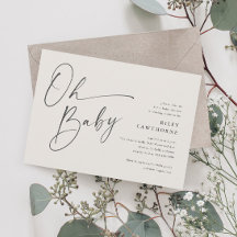 Modern Script Genderneutraal Oh Baby shower