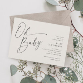 Modern Script Genderneutraal Oh Baby shower Kaart