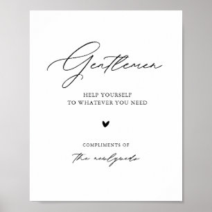 Modern Script Gentlemen Wedding Bathroom Sign Poster