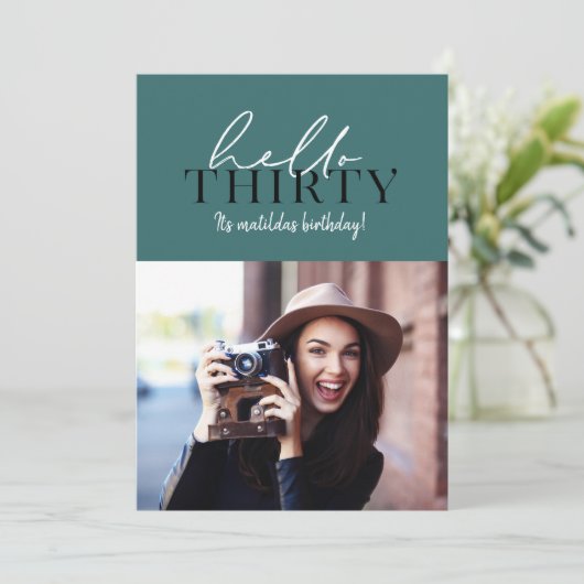 Modern script & geometrische 30e verjaardag foto (Staand voorkant)