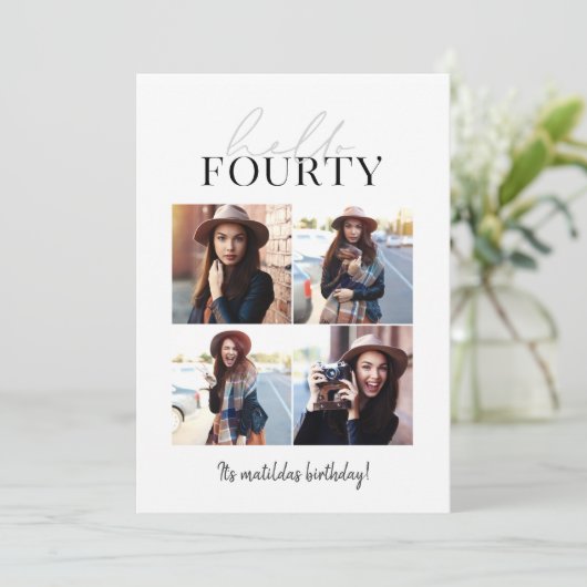 Modern script & geometrische 40e verjaardag multip (Staand voorkant)