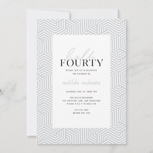 Modern script & geometrische 40e verjaardag multip (Achterkant)