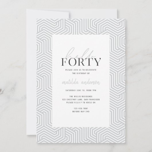 Modern script & geometrische 40e verjaardag multip (Achterkant)