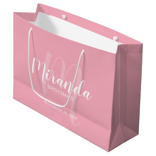 Modern Script gepersonaliseerd bruidsmeisje blush  Groot Cadeauzakje (Voorkant Gekanteld)