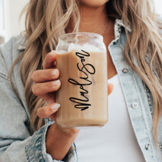 Modern Script gepersonaliseerd bruidsmeisje gesche Blikvorm Glas