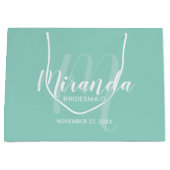 Modern Script Gepersonaliseerd Bruidsmeisje Mint G Groot Cadeauzakje (Voorkant)