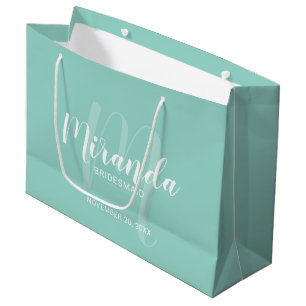 Modern Script Gepersonaliseerd Bruidsmeisje Mint G Groot Cadeauzakje