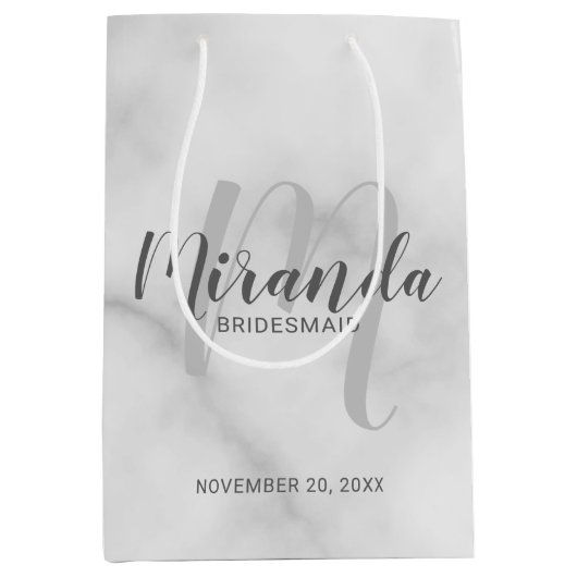 Modern Script gepersonaliseerd bruidsmeisje wit ma Medium Cadeauzakje (Voorkant)