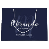 Modern Script gepersonaliseerd bruidsmeisjes marin Groot Cadeauzakje (Voorkant)