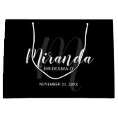 Modern Script gepersonaliseerd bruidsmeisjes zwart Groot Cadeauzakje (Voorkant)