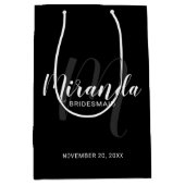 Modern Script gepersonaliseerd bruidsmeisjes zwart Medium Cadeauzakje (Voorkant)