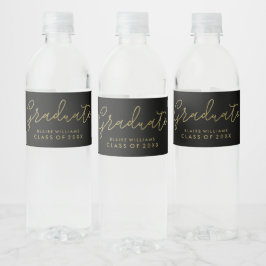 Modern Script gepersonaliseerd foto Afstuderen Waterfles Etiket
