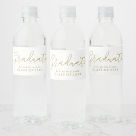 Modern Script gepersonaliseerd foto Afstuderen Waterfles Etiket