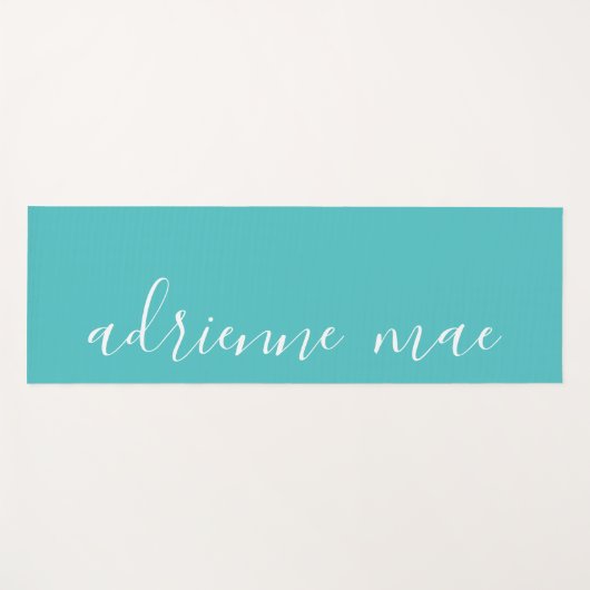 Modern script gepersonaliseerd turquoise gebed of yogamat (Voorkant (horizontaal))