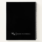 Modern Script gepersonaliseerd zwart-wit Notitieboek (Achterkant)