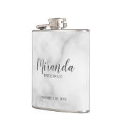 Modern script gepersonaliseerde bruidsmeisje fles heupfles (Links)