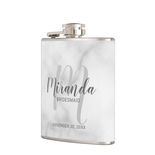 Modern script gepersonaliseerde bruidsmeisje fles heupfles (Links)