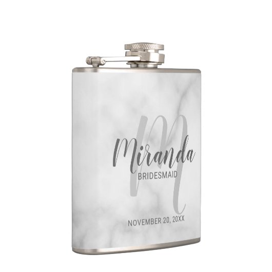 Modern script gepersonaliseerde bruidsmeisje fles heupfles (Rechts)