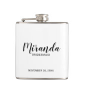 Modern script gepersonaliseerde bruidsmeisje fles heupfles (Voorkant)