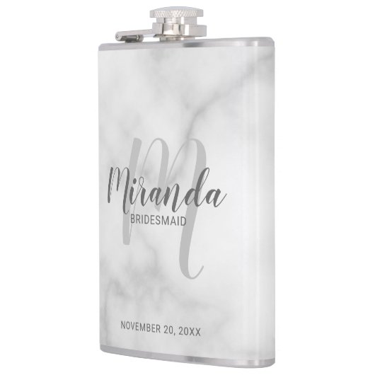 Modern script gepersonaliseerde bruidsmeisje fles heupfles (Links)