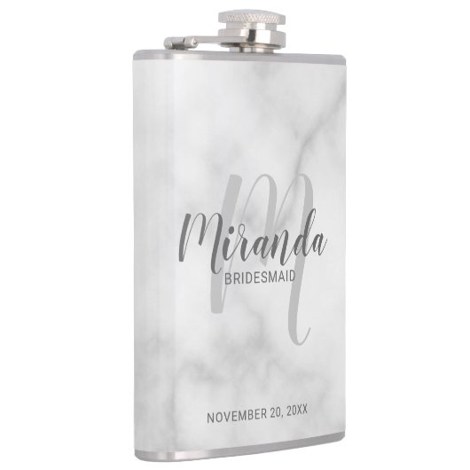 Modern script gepersonaliseerde bruidsmeisje fles heupfles (Rechts)