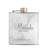 Modern script gepersonaliseerde bruidsmeisje fles heupfles (Voorkant)