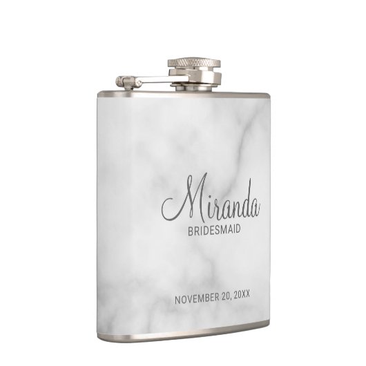 Modern script gepersonaliseerde bruidsmeisje fles heupfles (Rechts)