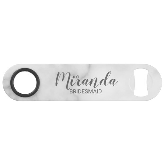Modern script gepersonaliseerde bruidsmeisje speed flessenopener (Voorkant (Horizontaal))