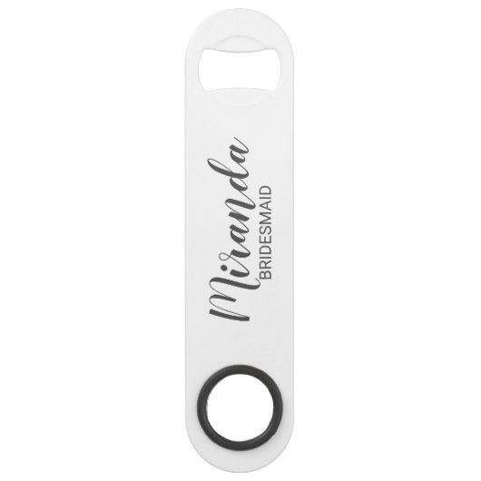 Modern script gepersonaliseerde bruidsmeisje speed flessenopener (Voorkant)