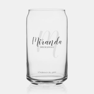 Modern Script gepersonaliseerde bruidsmeisjes naam Blikvorm Glas