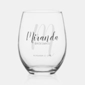 Modern Script gepersonaliseerde bruidsmeisjes naam Wijnglas Zonder Voet (Voorkant)