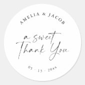 Modern Script gepersonaliseerde bruiloft gunst Ronde Sticker (Voorkant)