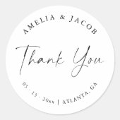 Modern Script gepersonaliseerde bruiloft gunst Ronde Sticker (Voorkant)