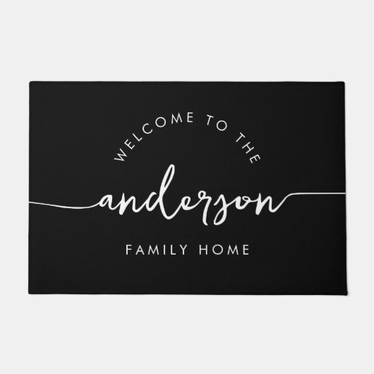 Modern script gepersonaliseerde familienaam deurmat (Voorkant)