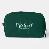 Modern Script Gepersonaliseerde Groomsman Monogram Toilettasje (Voorkant)