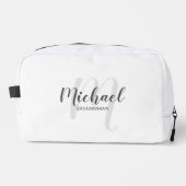 Modern Script Gepersonaliseerde Groomsman Monogram Toilettasje (Voorkant)