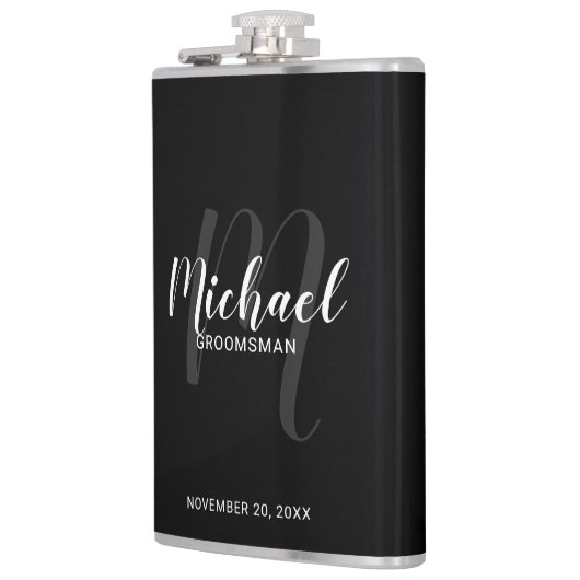Modern Script Gepersonaliseerde Groomsmen Flask Heupfles (Links)